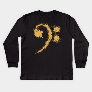 Bass Clef Yellow - Cool Funny Music Lovers Gift Kids Long Sleeve T-Shirt
